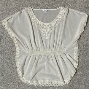 Candie's Cream Cap Sleeve Embellished Blouse